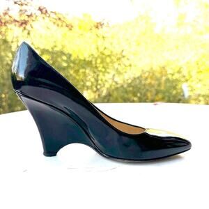 KATE SPADE Amory Patent Leather Wedge Pump 7.5 / Classic Designer Elegant Party